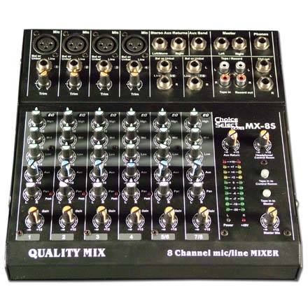 Choice Select Ultra Model MX-8S Audio Mixer 8 in XLR/1/4in LED Meter
