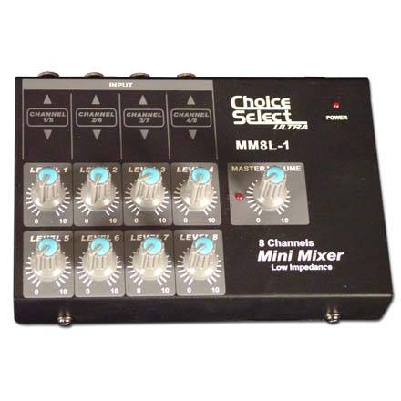 Choice Select Ultra Model MM8L-1 Mic Mixer 8 Ch. 1 Line/in 1/4" inputs